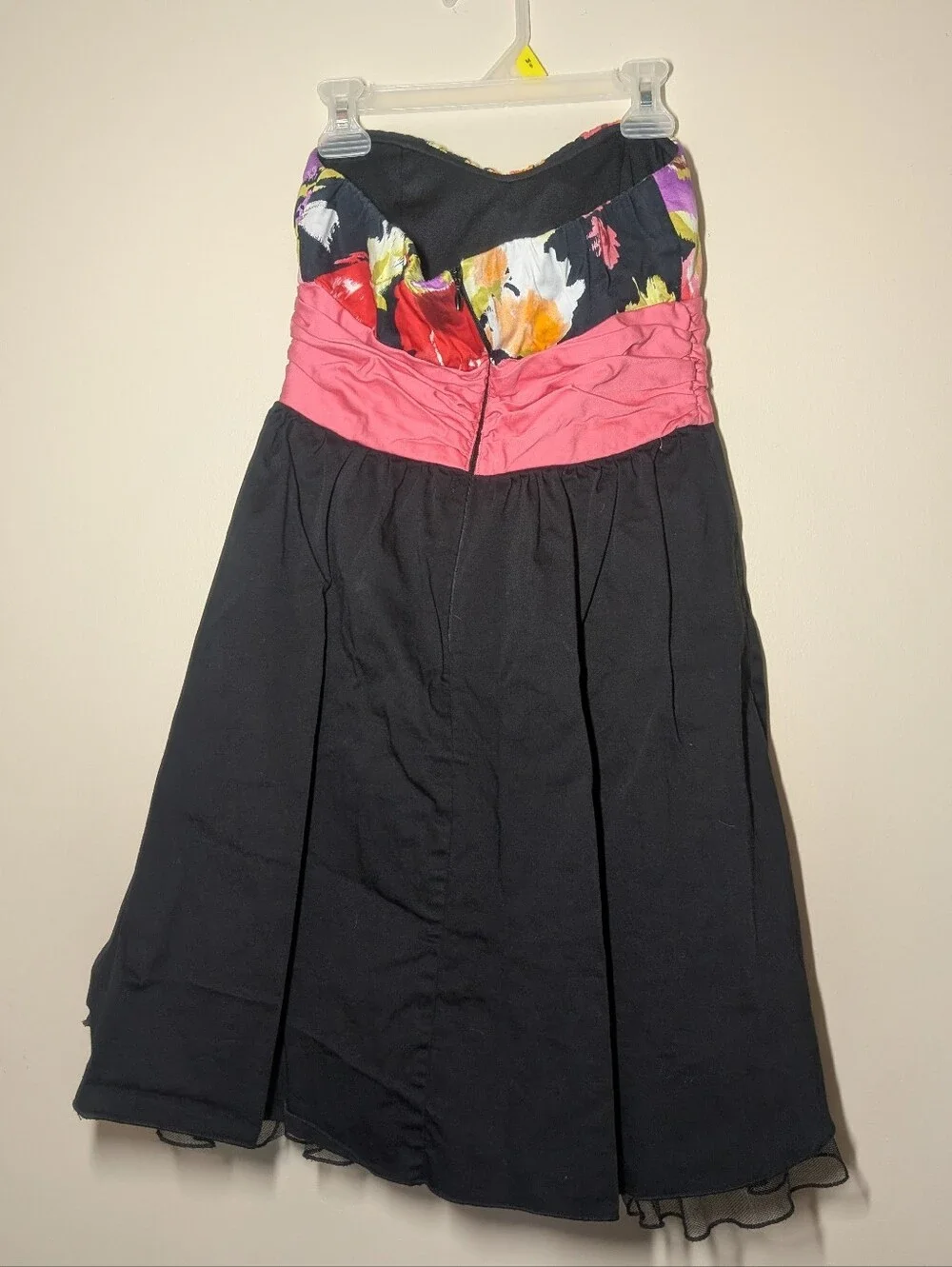 Speechless Y2K Strapless Floral Party Dress Pink Waist Bubble Hem Size 3
